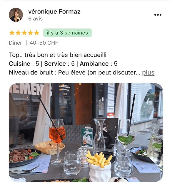 Un avis Google 5 étoiles récolté pendant le challenge.