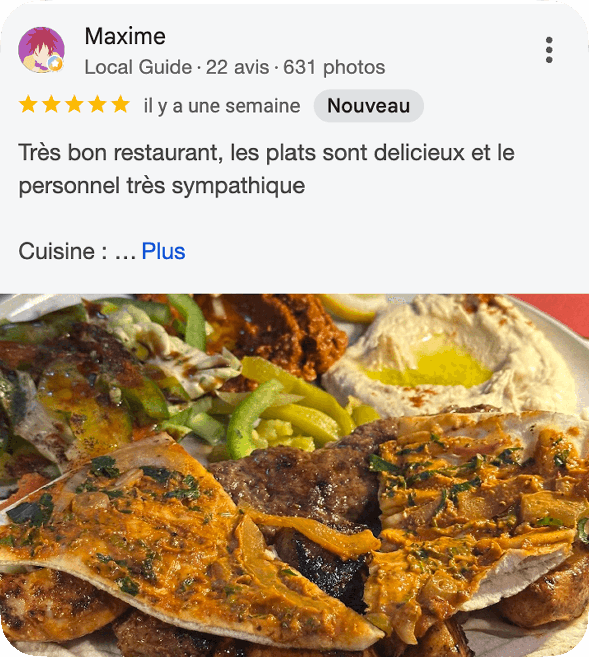 Un avis Google 5 étoiles récolté pendant le challenge.