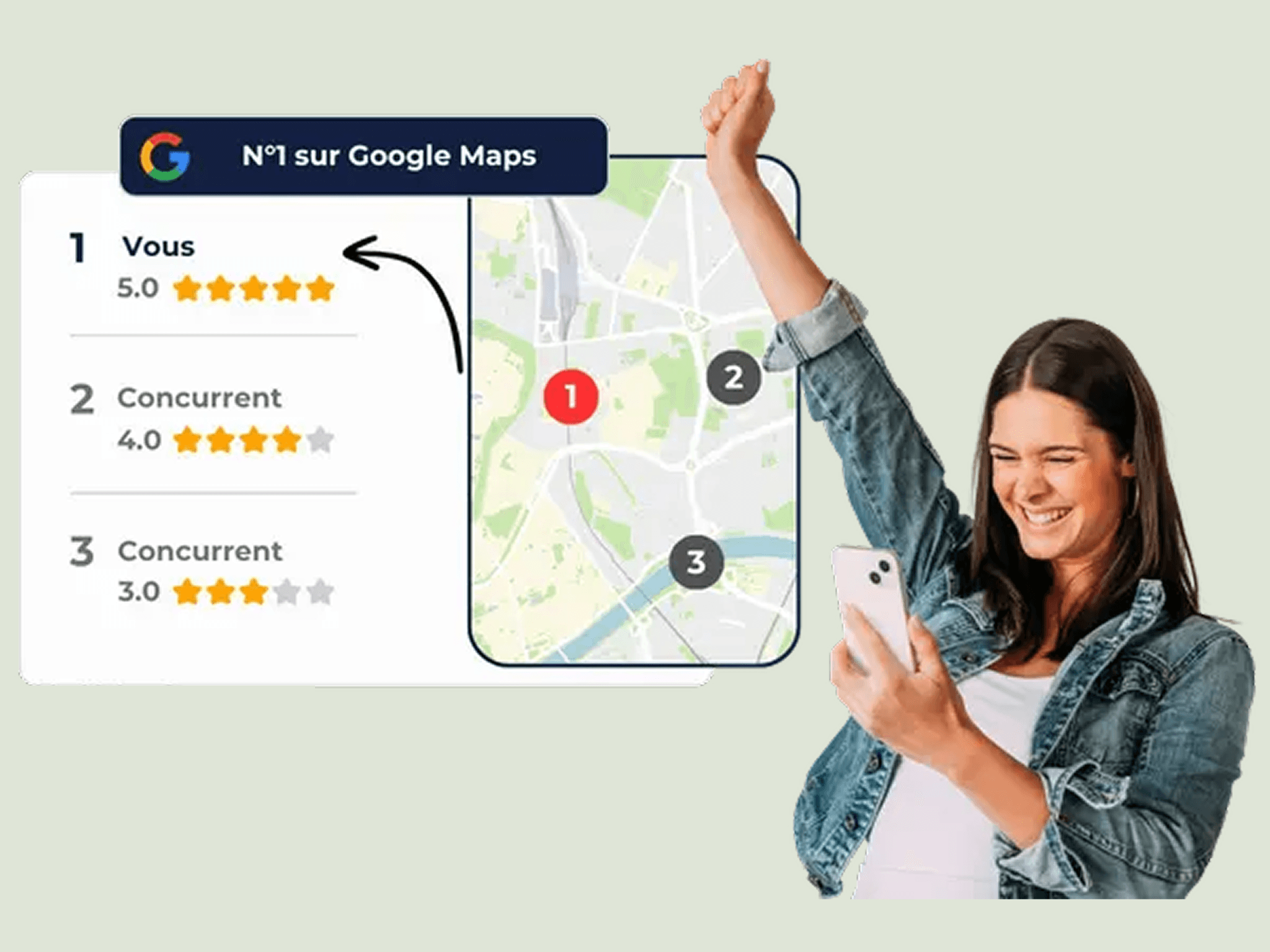 L'établissement passe N°1 sur Google Maps devant ses concurrents.